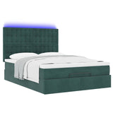 Cadre de lit ottoman avec matelas vert foncé 140x200 cm velours