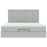 Cadre de lit ottoman et matelas gris clair 160x200cm velours