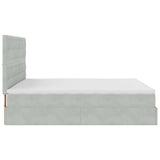 Cadre de lit ottoman avec matelas gris clair 200x200 cm velours