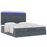 Cadre de lit ottoman avec matelas gris foncé 200x200 cm velours