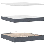 Cadre de lit ottoman avec matelas gris foncé 200x200 cm velours