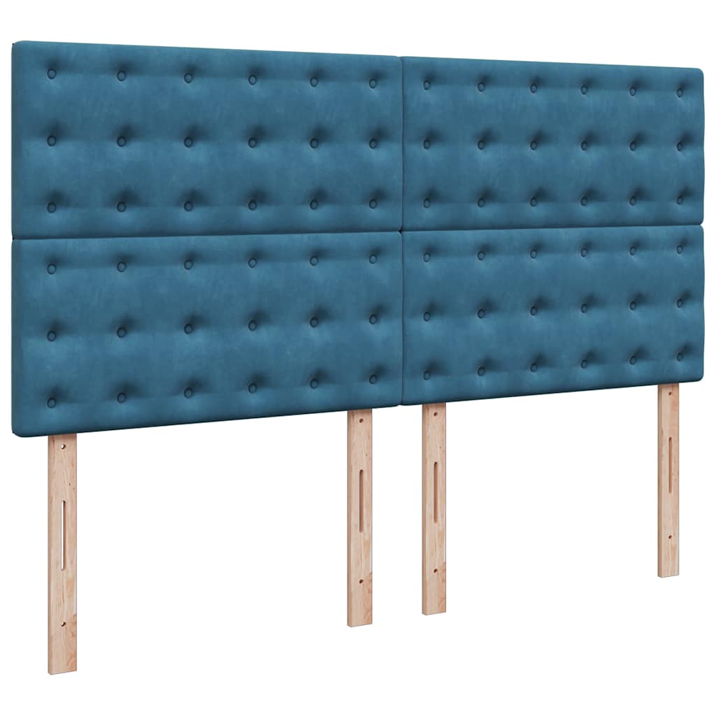 Cadre de lit ottoman avec matelas bleu foncé 200x200 cm velours