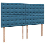 Cadre de lit ottoman avec matelas bleu foncé 200x200 cm velours