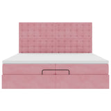 Cadre de lit ottoman avec matelas rose 200x200 cm velours