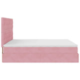 Cadre de lit ottoman avec matelas rose 200x200 cm velours