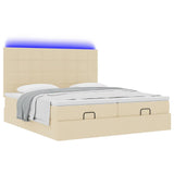 Cadre de lit ottoman avec matelas crème 160x200 cm tissu