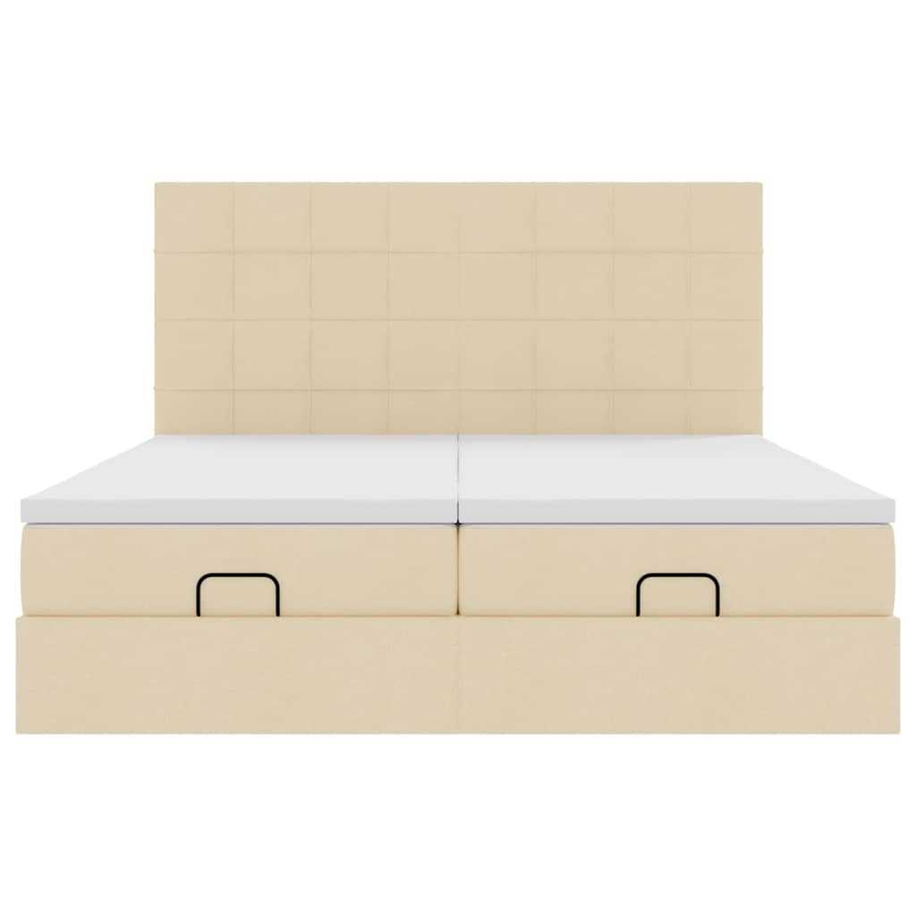 Cadre de lit ottoman avec matelas crème 160x200 cm tissu