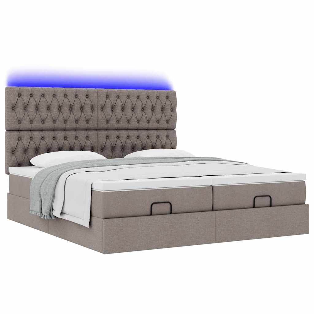 Cadre de lit ottoman avec matelas taupe 200x200cm tissu