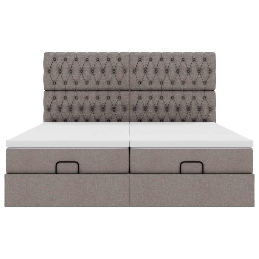 Cadre de lit ottoman avec matelas taupe 200x200cm tissu