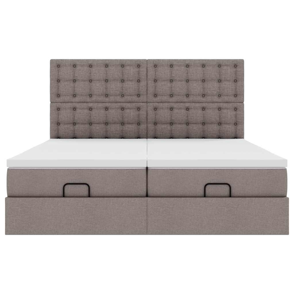 Cadre de lit ottoman avec matelas taupe 200x200cm tissu