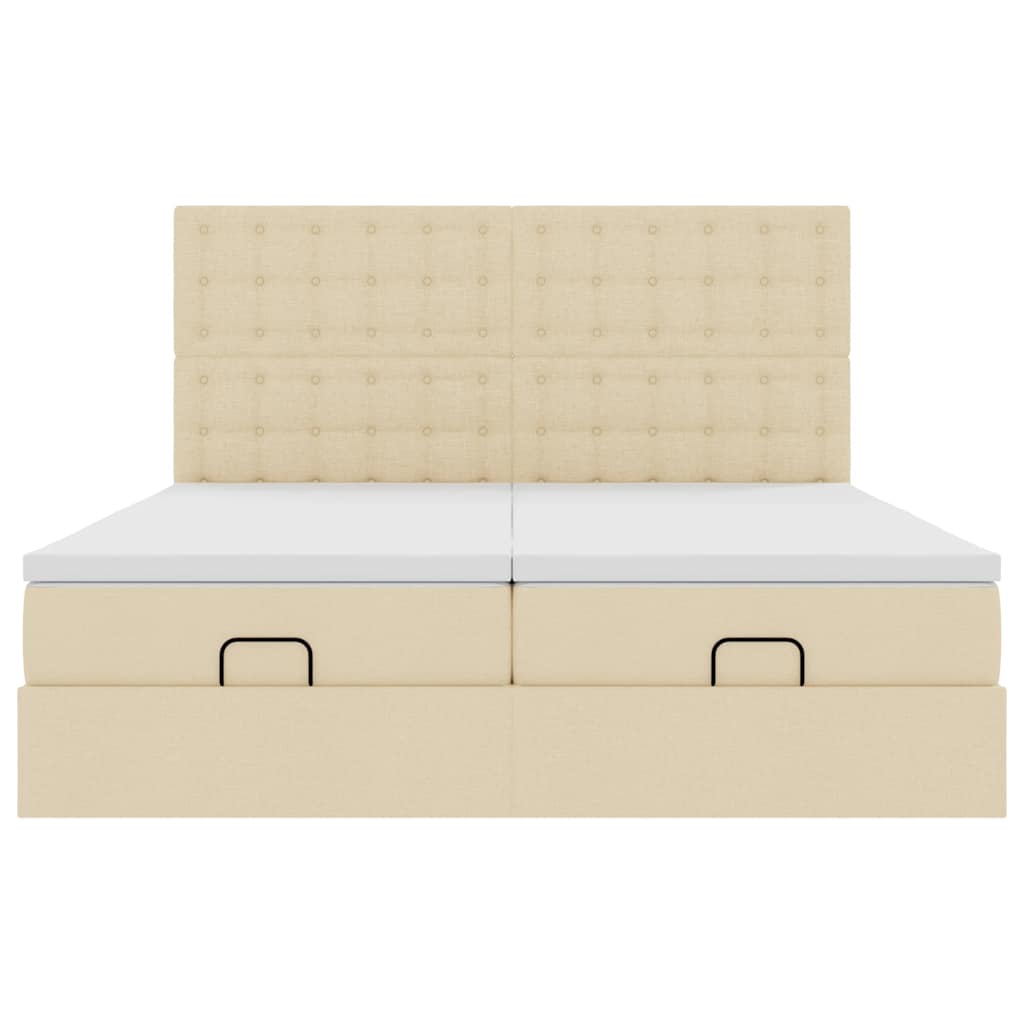 Cadre de lit ottoman avec matelas crème 200x200cm tissu