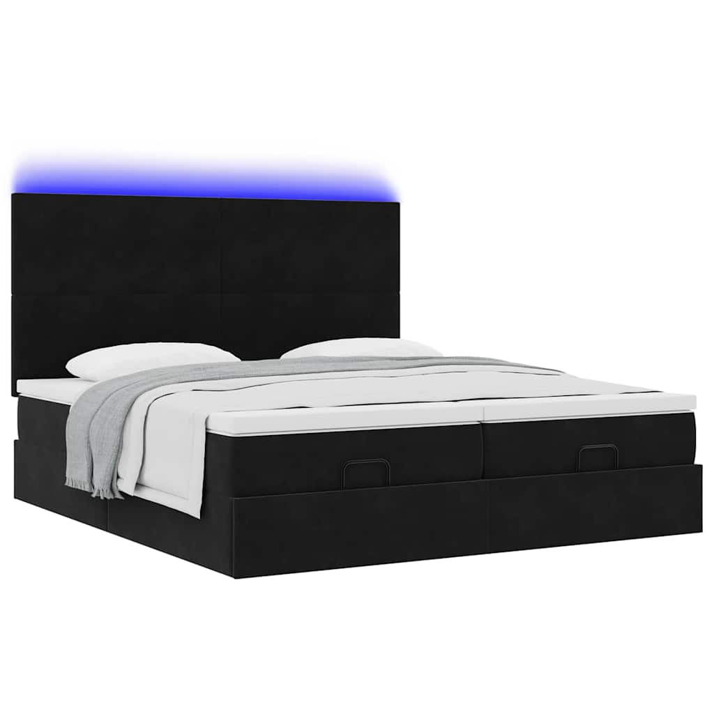 Cadre de lit ottoman avec matelas noir 160x200 cm velours