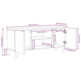 Schwarzer TV-Schrank 105 x 33,5 x 46 cm, massives rohes Mangoholz