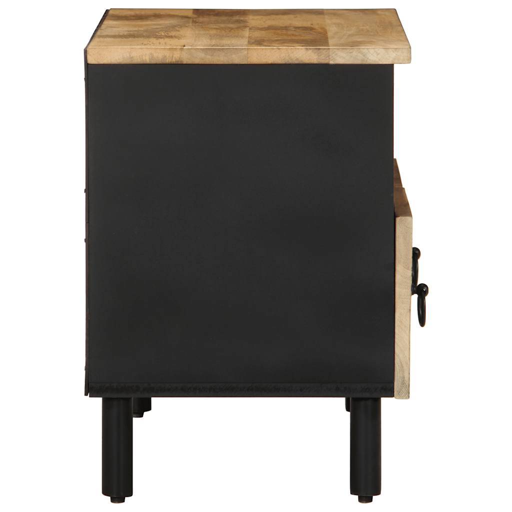 Meuble TV noir 70x33,5x46 cm bois massif manguier brut