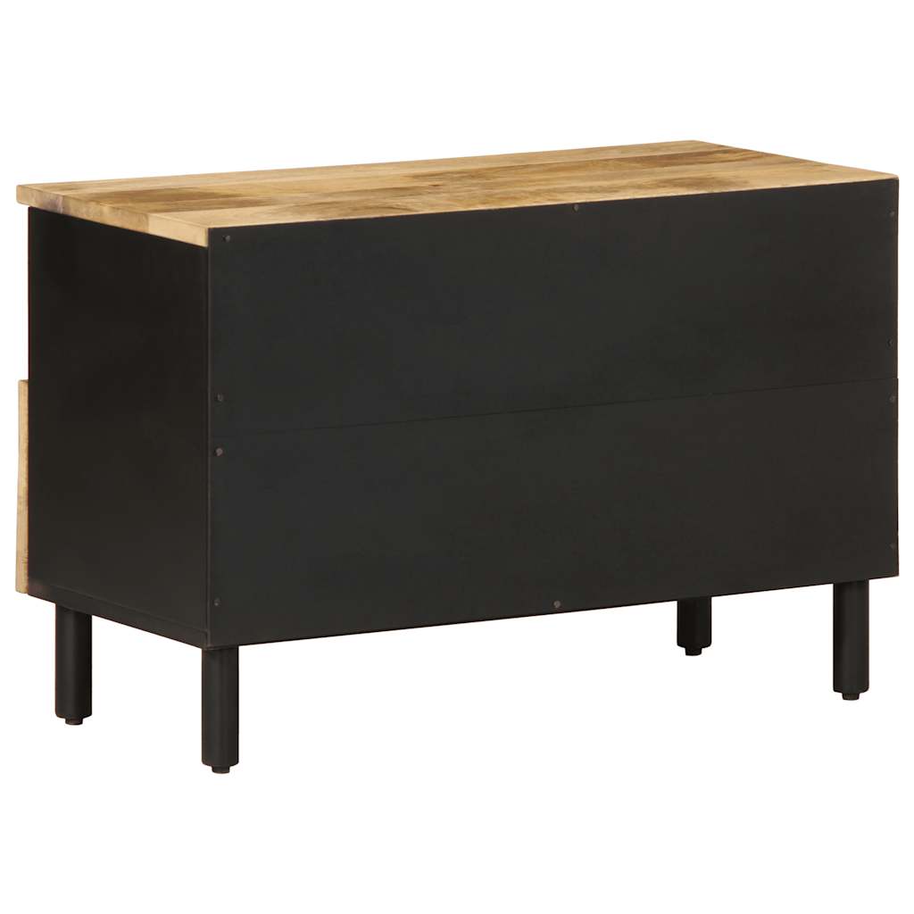 Meuble TV noir 70x33,5x46 cm bois massif manguier brut