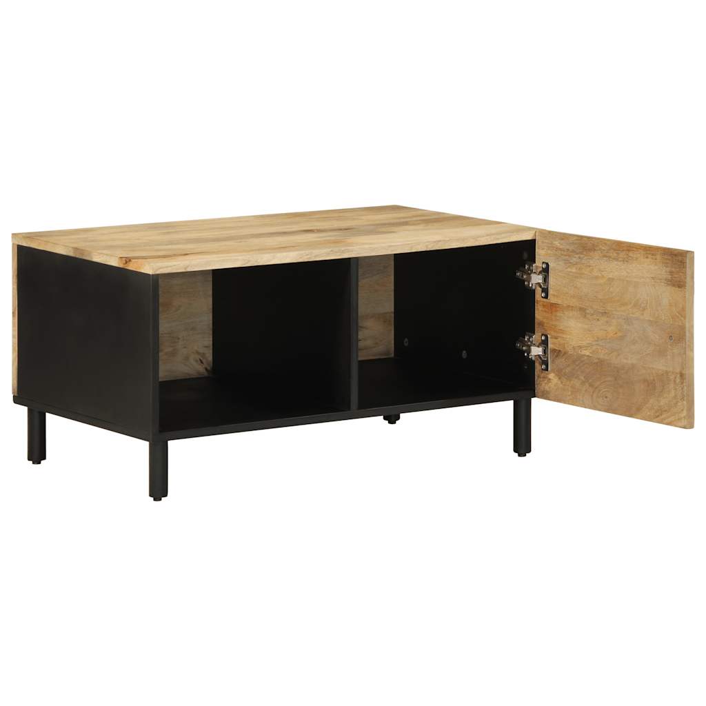 Table basse noir 80x50x40 cm bois de manguier massif brut