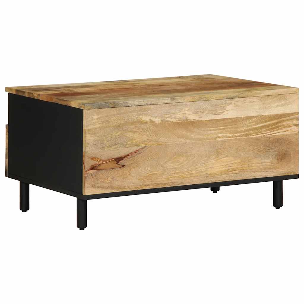 Table basse noir 80x54x40 cm bois massif de manguier brut