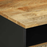 Table basse noir 80x54x40 cm bois massif de manguier brut