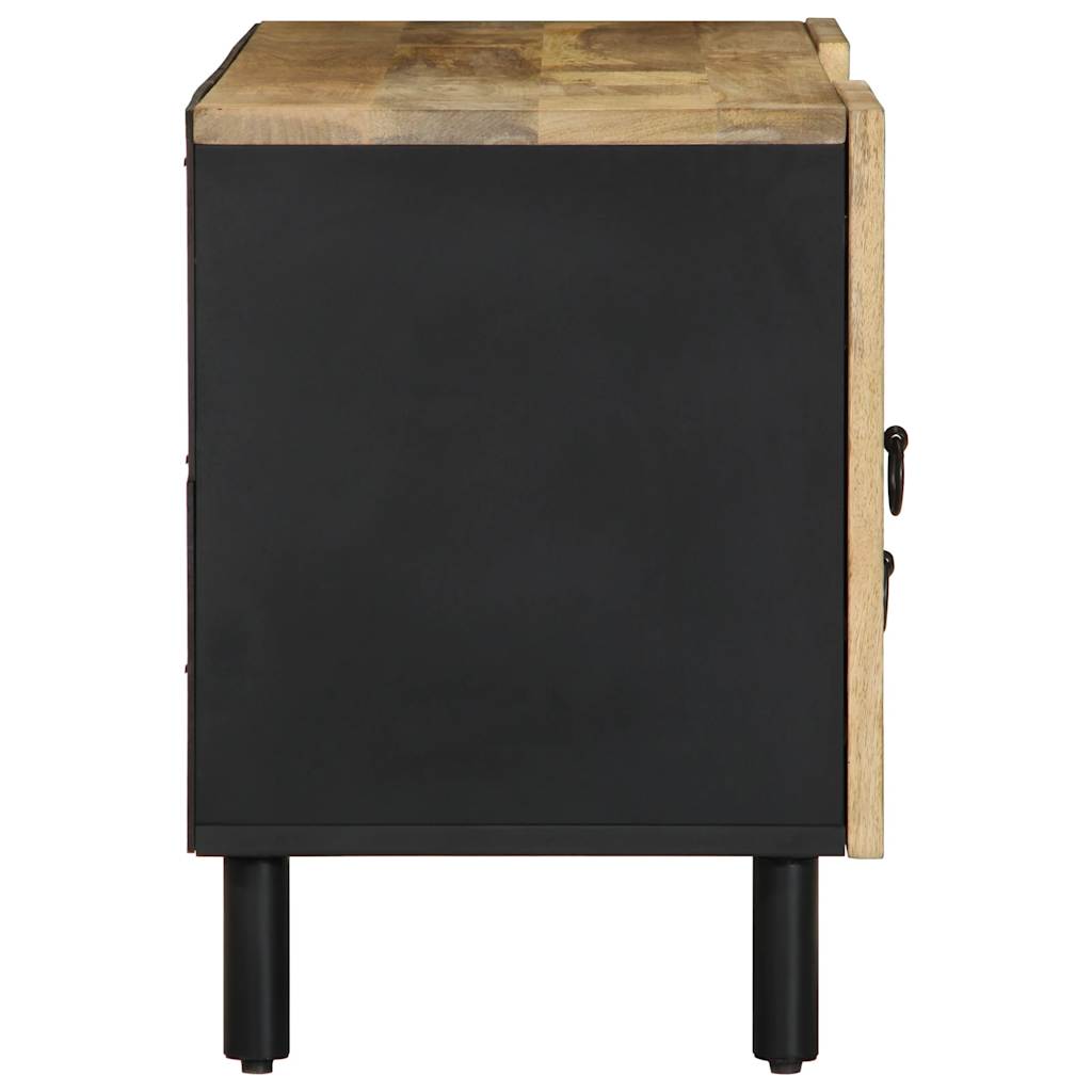 Meuble TV noir 105x33,5x46 cm bois massif manguier brut