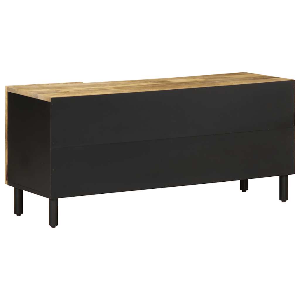 Meuble TV noir 105x33,5x46 cm bois massif manguier brut