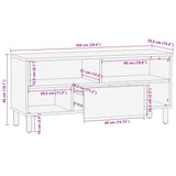 Schwarzer TV-Schrank 100 x 33,5 x 46 cm, massives rohes Mangoholz