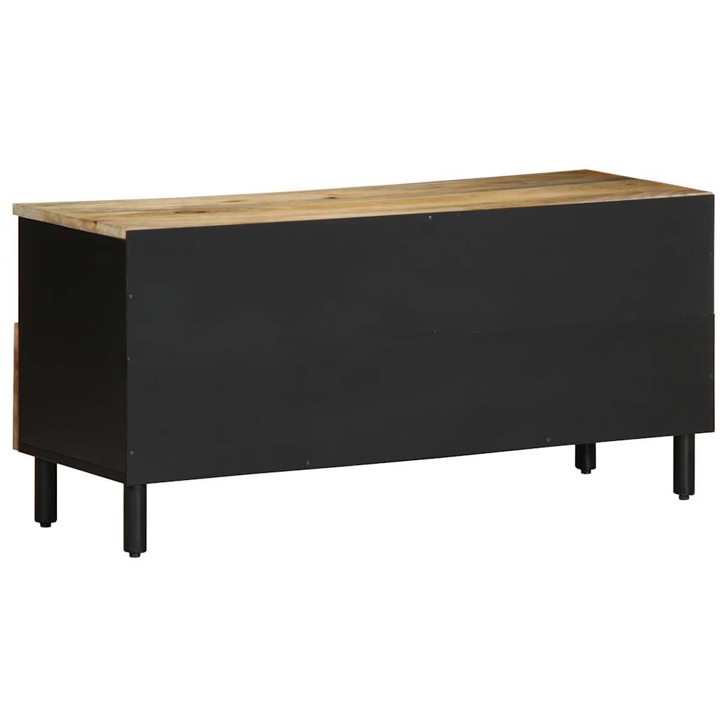 Meuble TV noir 100x33,5x46 cm bois massif manguier brut