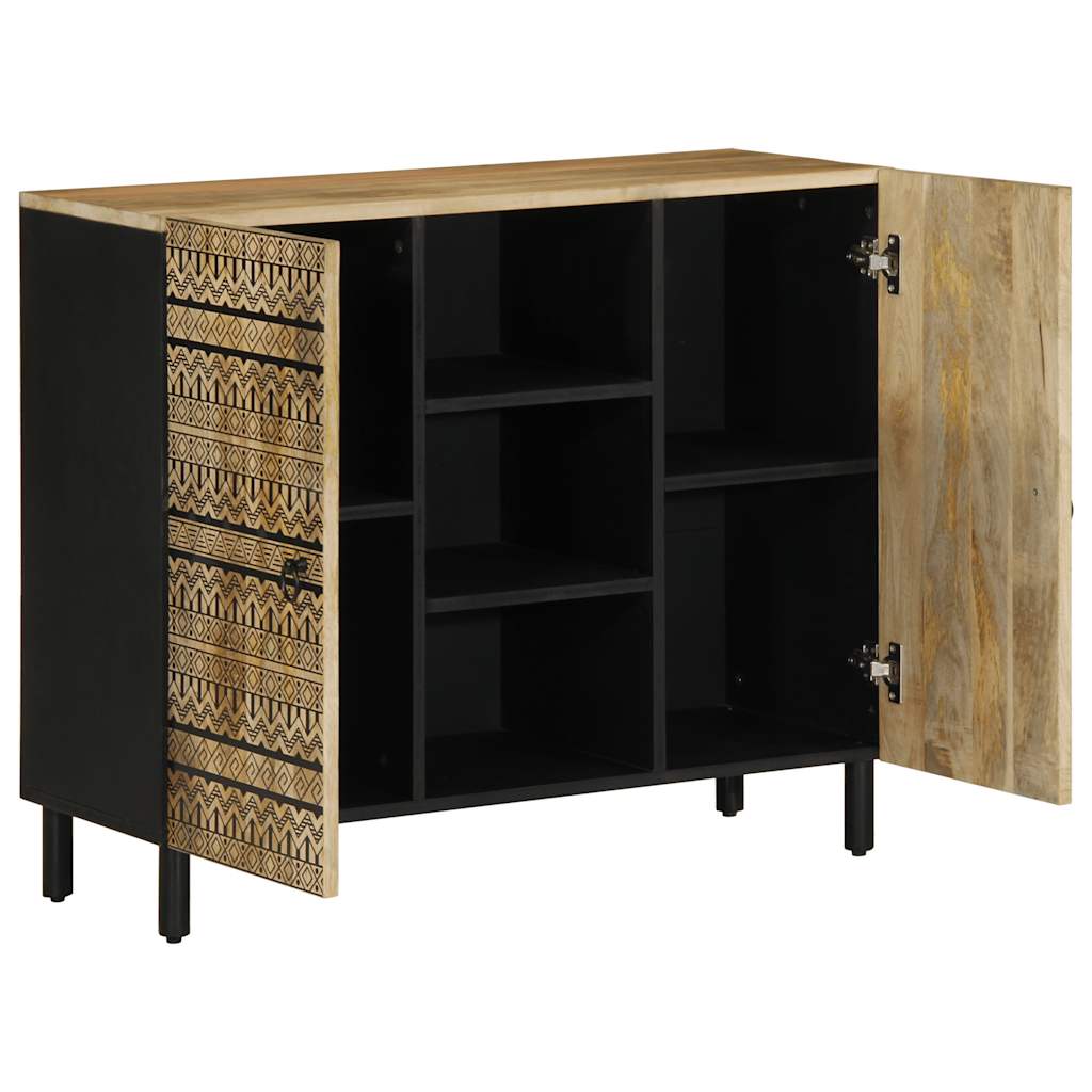 Sideboard 90x33,5x75 cm aus massivem rohem Mangoholz