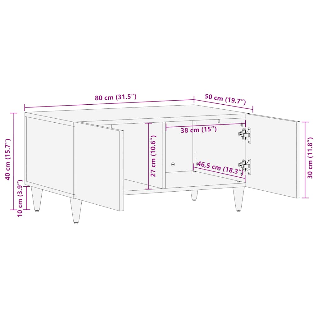 Table basse 80x50x40 cm bois de manguier massif