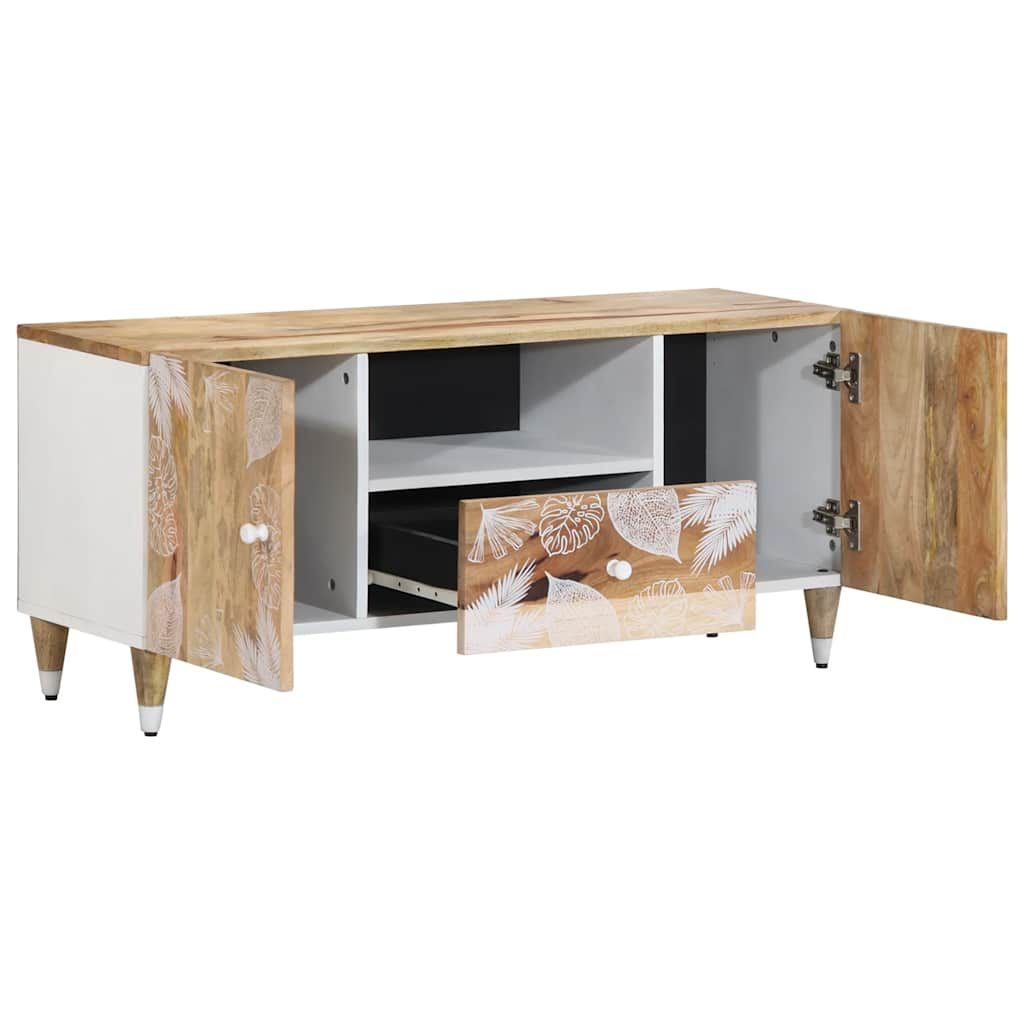 Meuble TV 105x33,5x46 cm bois massif de manguier