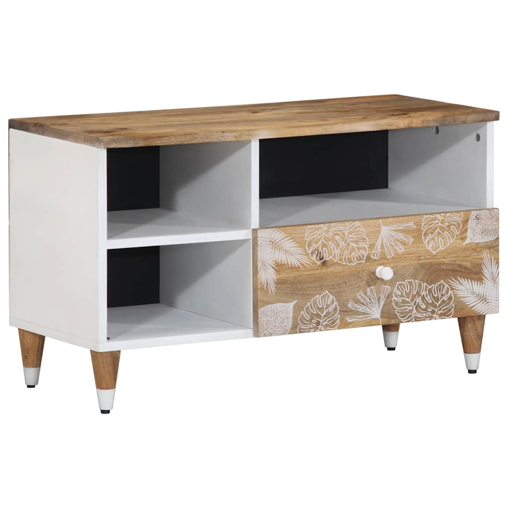 Meuble TV 80x33,5x46 cm bois massif de manguier