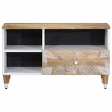 Meuble TV 80x33,5x46 cm bois massif de manguier