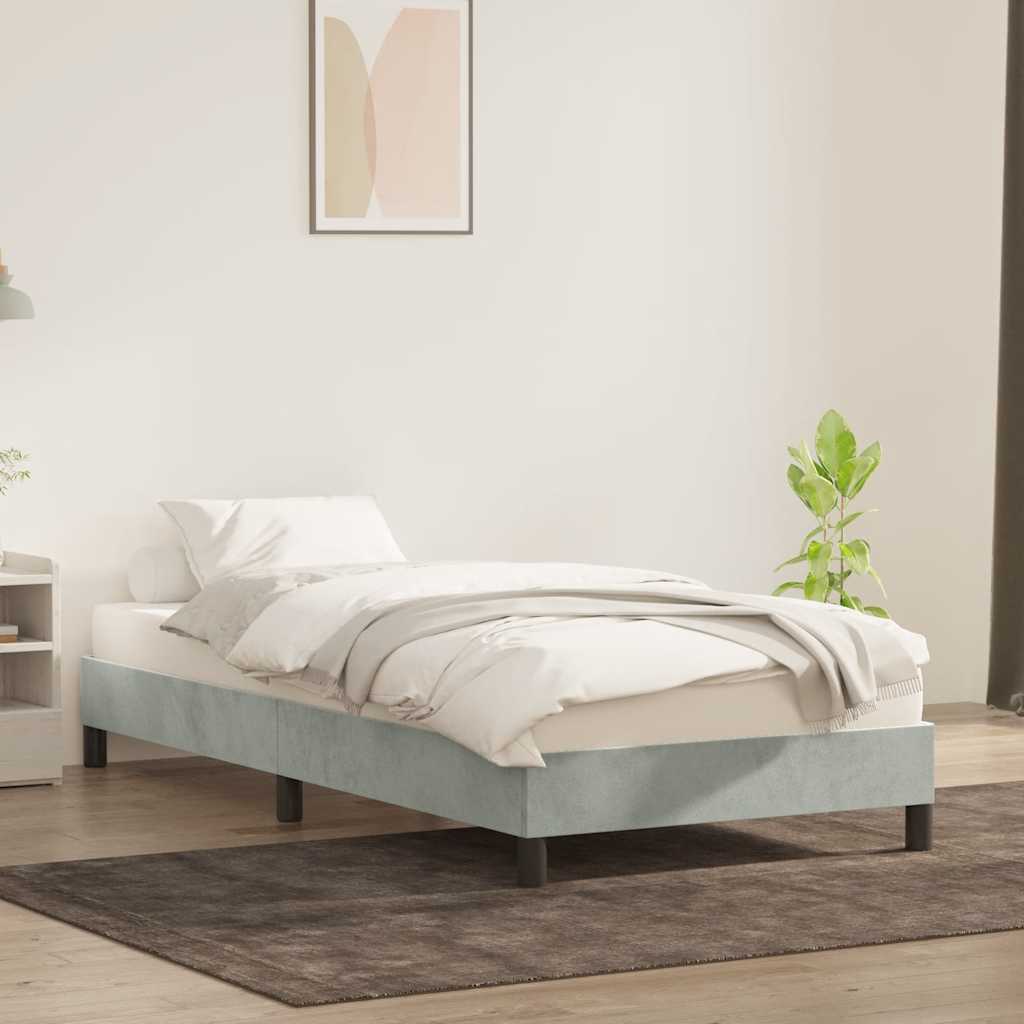 Cadre de lit sans matelas gris clair 80x210 cm velours