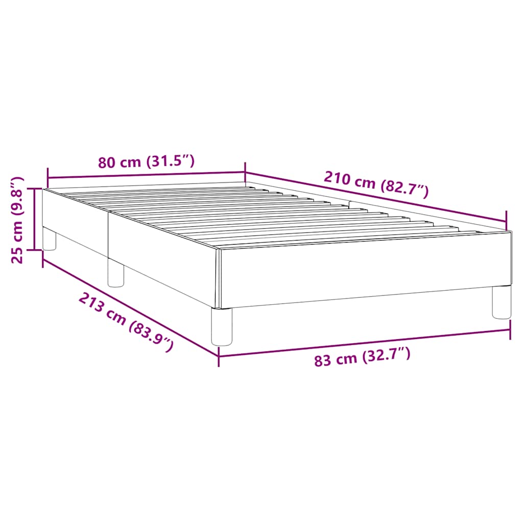 Cadre de lit sans matelas gris foncé 80x210 cm velours