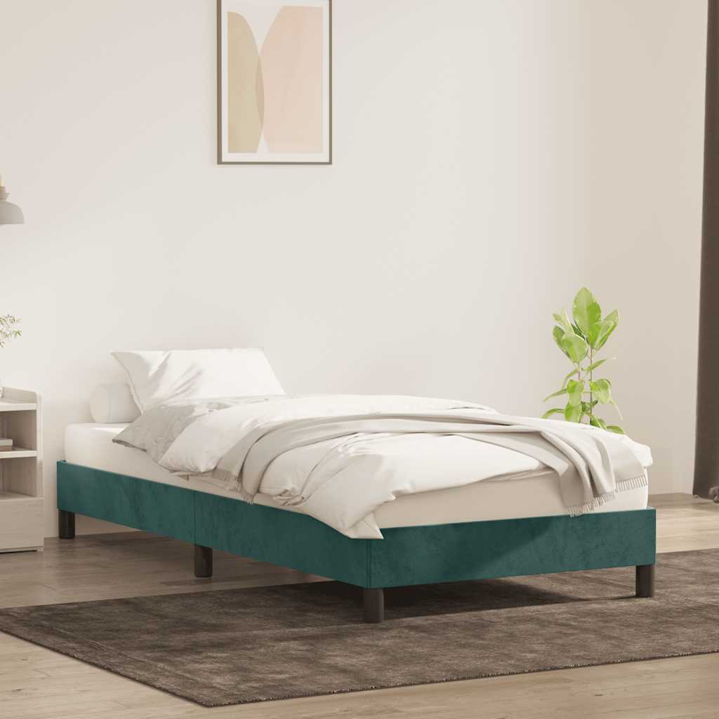 Cadre de lit sans matelas vert foncé 80x210 cm velours