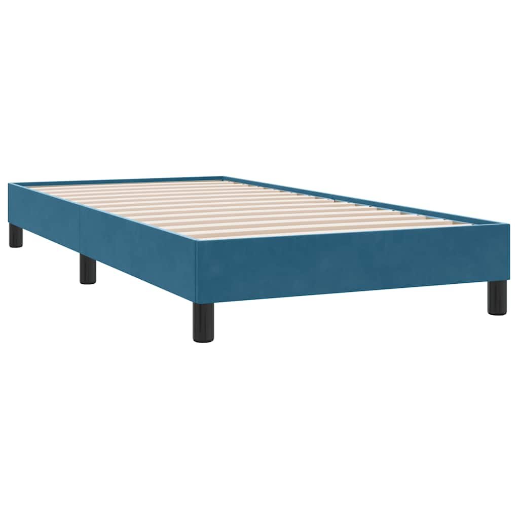 Cadre de lit sans matelas bleu foncé 80x210 cm velours