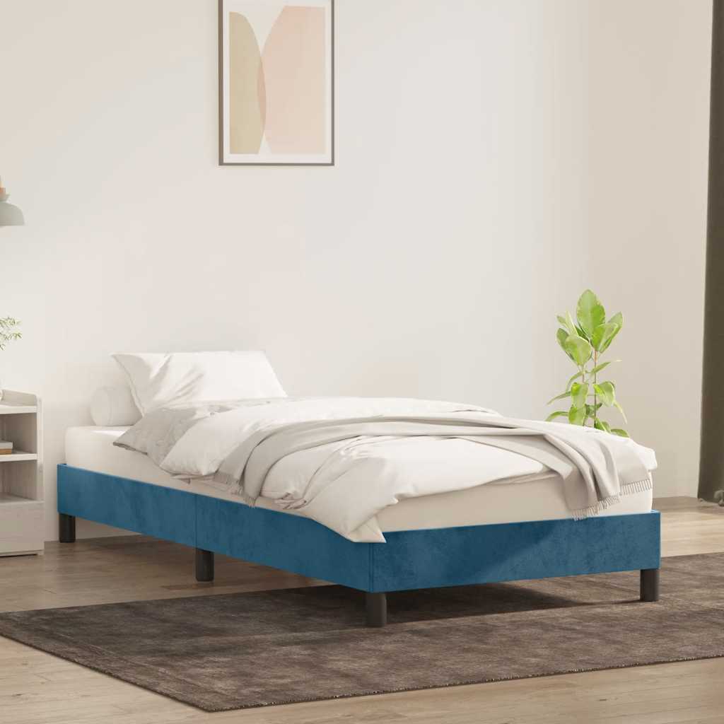 Cadre de lit sans matelas bleu foncé 80x210 cm velours