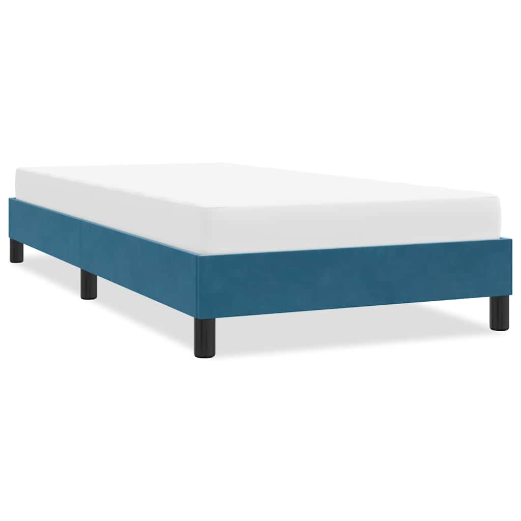 Cadre de lit sans matelas bleu foncé 80x210 cm velours