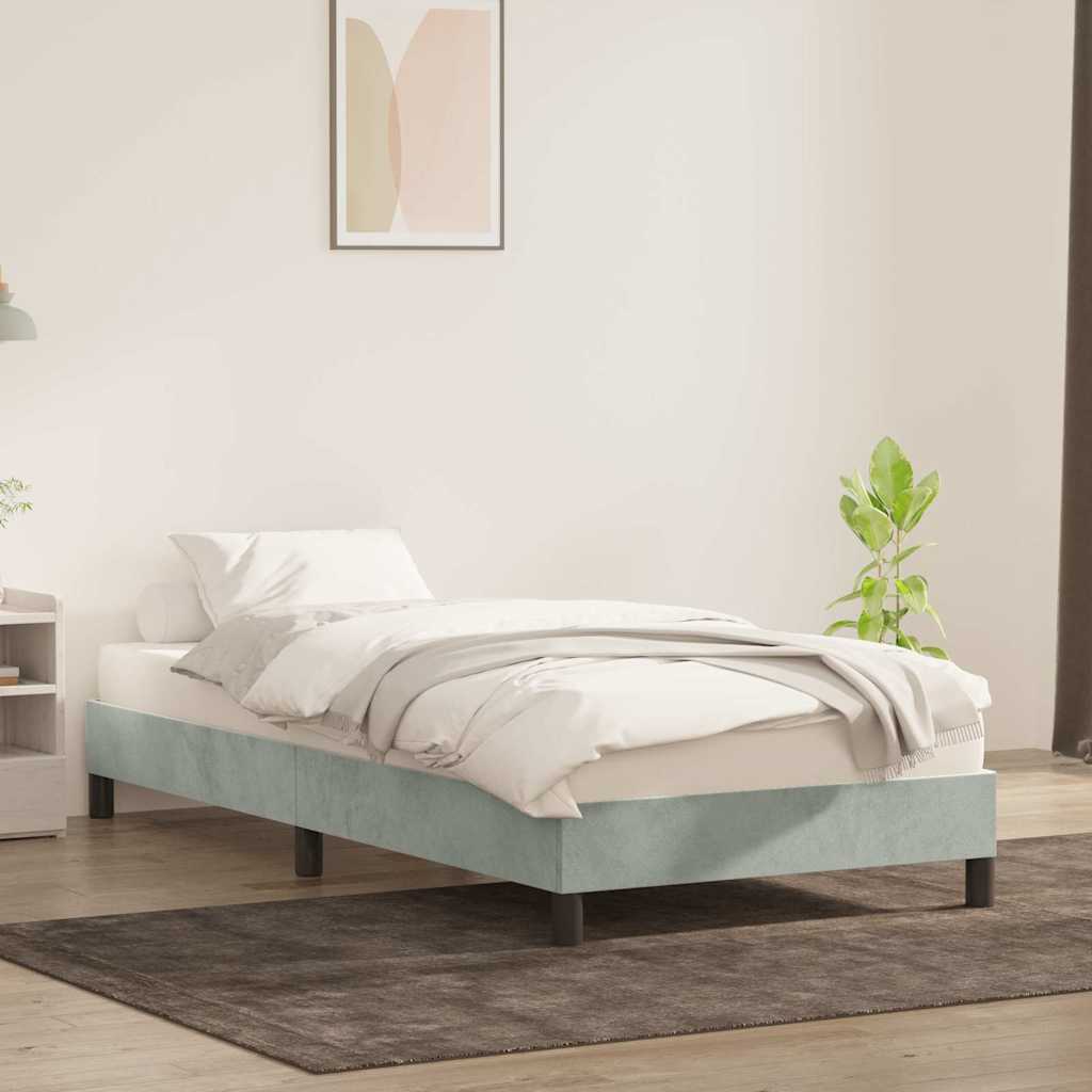 Cadre de lit sans matelas gris clair 90x210 cm velours