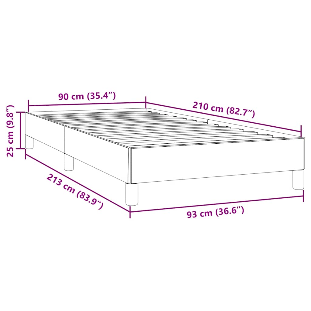 Cadre de lit sans matelas gris foncé 90x210 cm velours