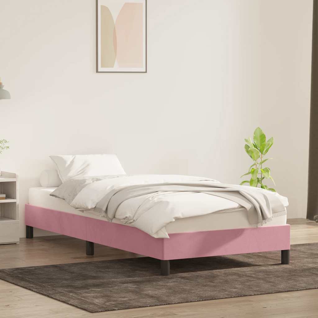 Cadre de lit sans matelas rose 90x210 cm velours