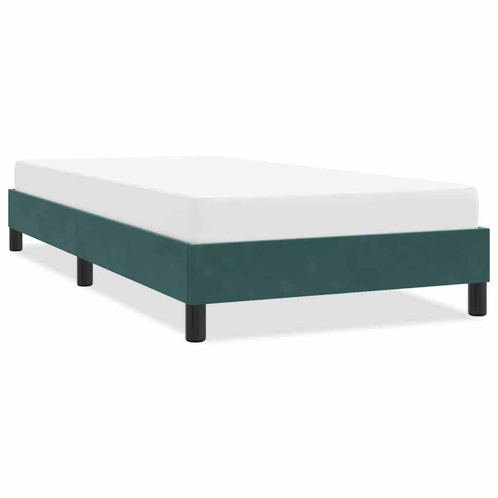 Cadre de lit sans matelas vert foncé 100x210 cm velours