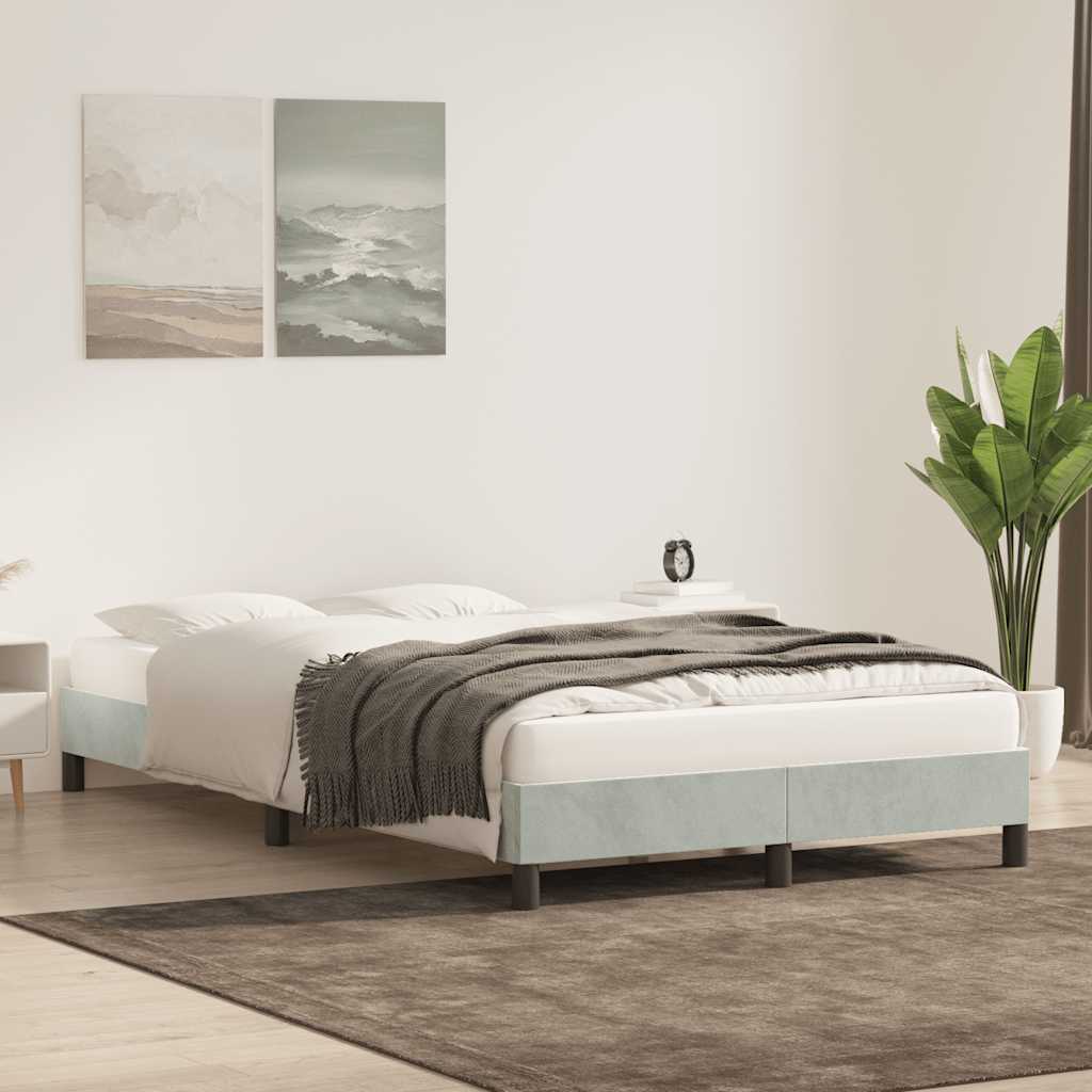 Cadre de lit sans matelas gris clair 120x210 cm velours