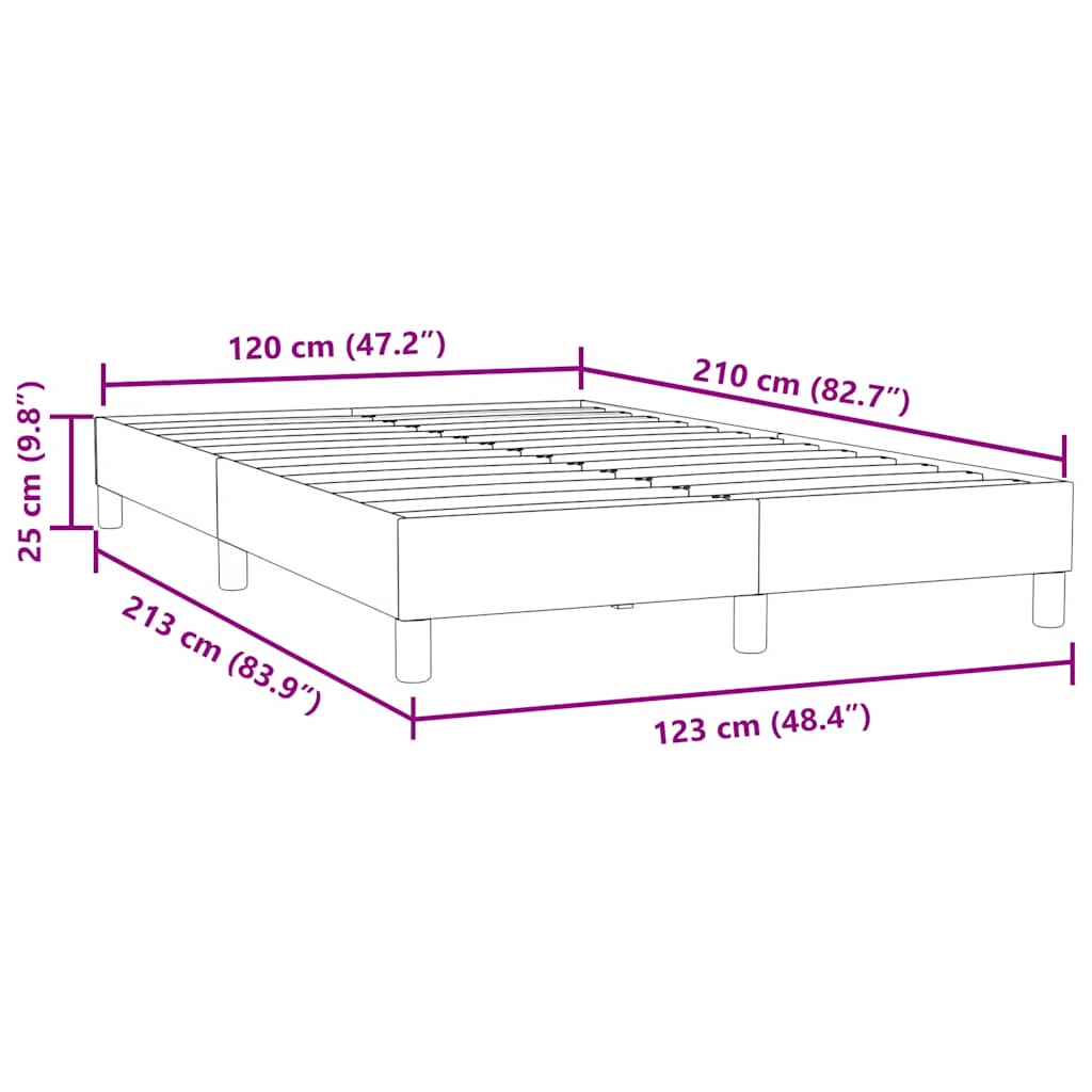 Cadre de lit sans matelas gris clair 120x210 cm velours