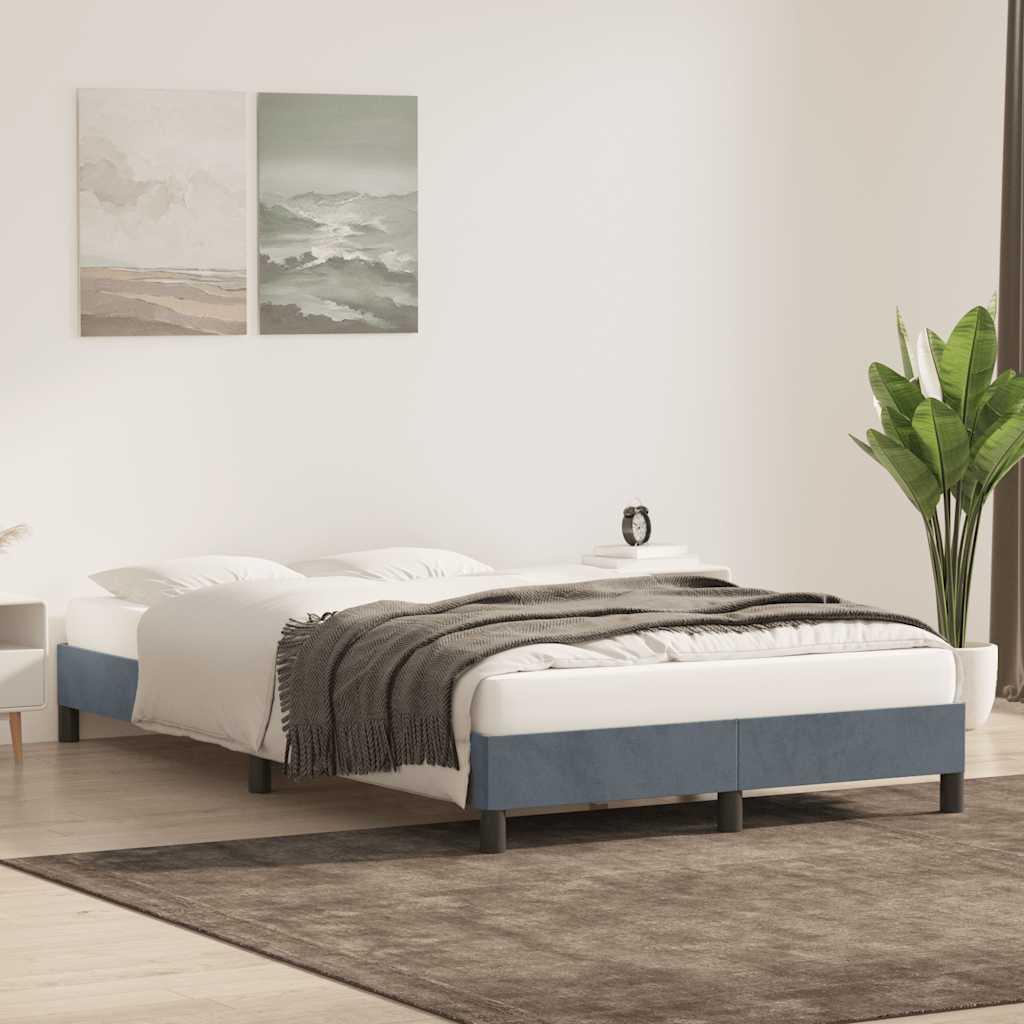 Cadre de lit sans matelas gris foncé 120x210 cm velours