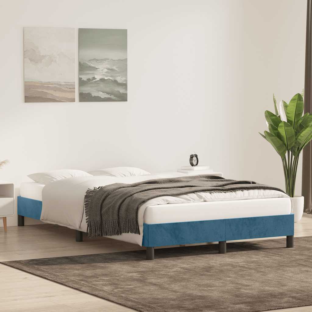 Bed frame without mattress dark blue 120x210 cm velvet