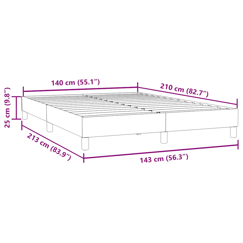 Cadre de lit sans matelas gris clair 140x210 cm velours