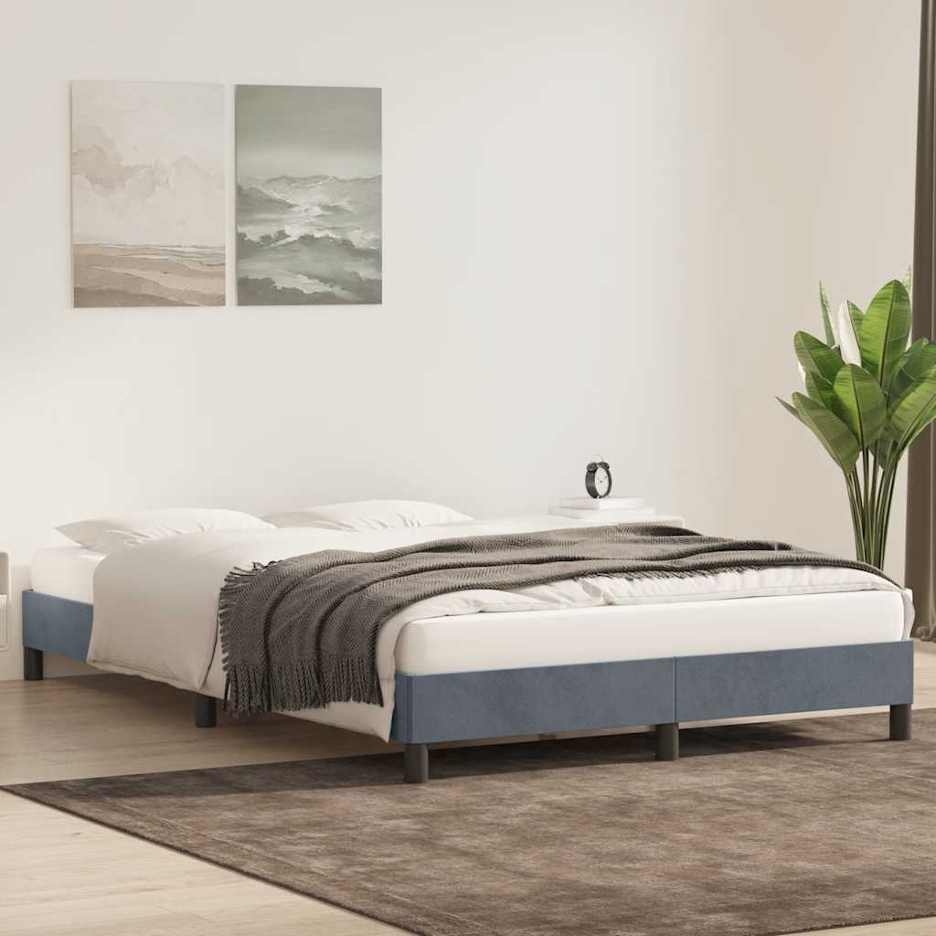 Cadre de lit sans matelas gris foncé 140x210 cm velours