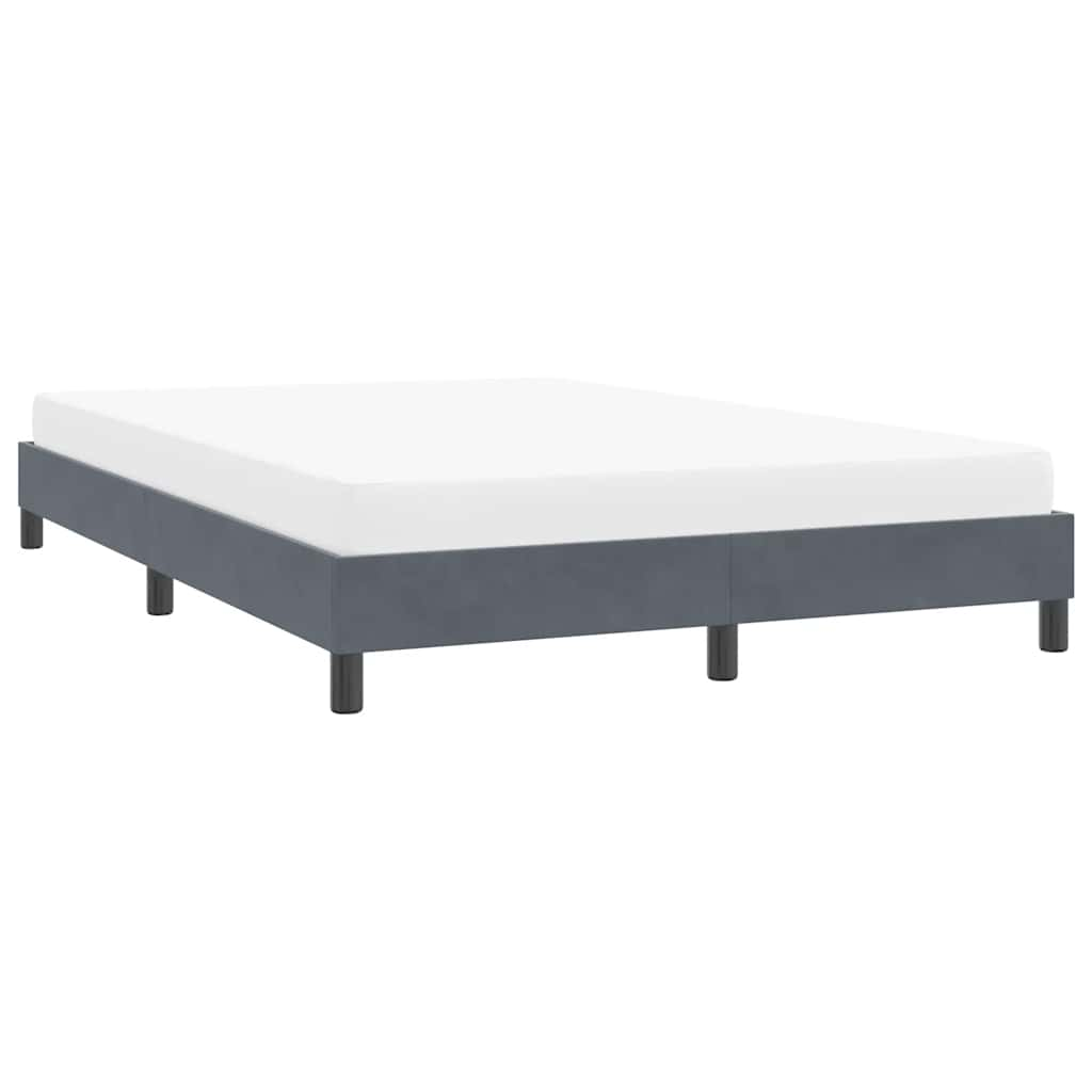 Cadre de lit sans matelas gris foncé 140x210 cm velours