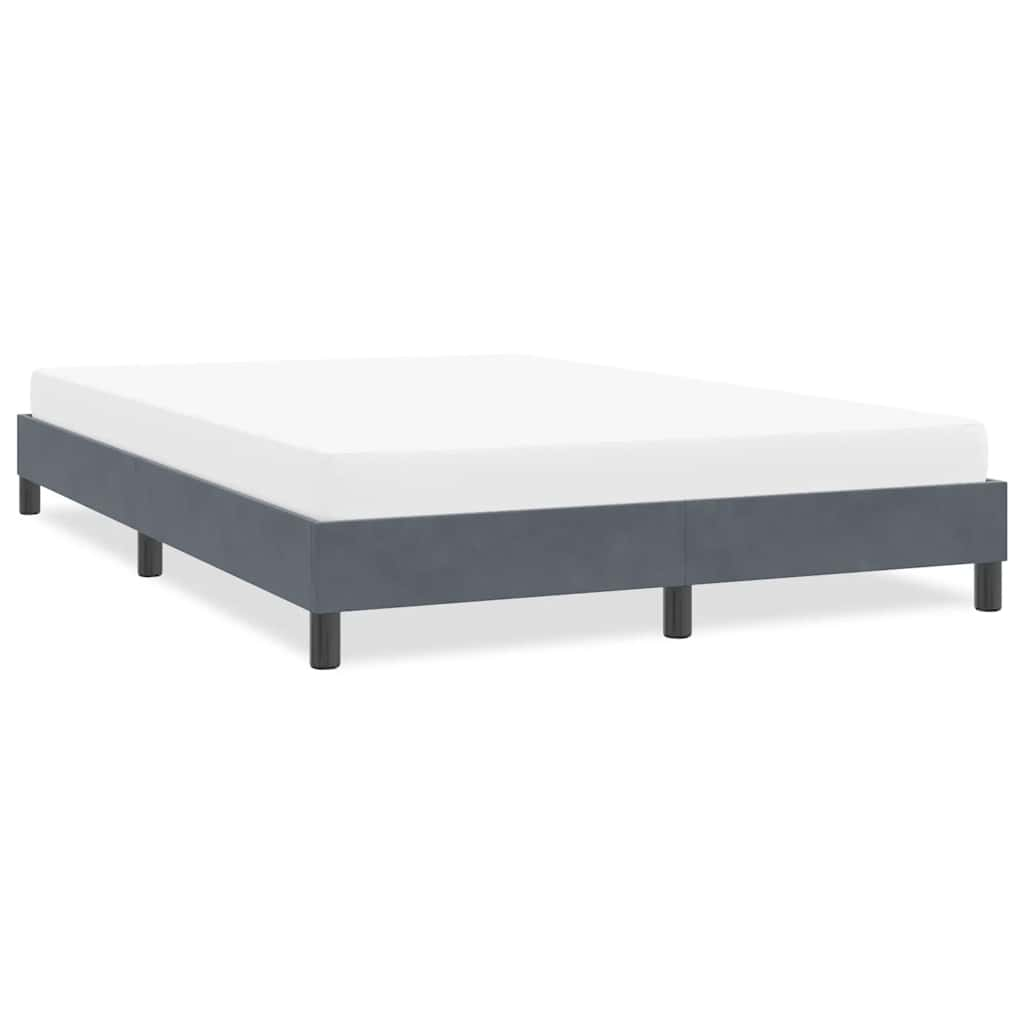 Cadre de lit sans matelas gris foncé 140x210 cm velours