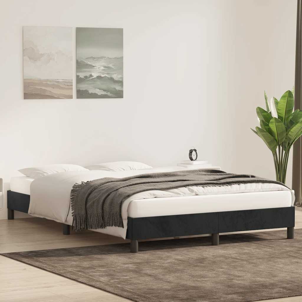 Cadre de lit sans matelas noir 140x210 cm velours